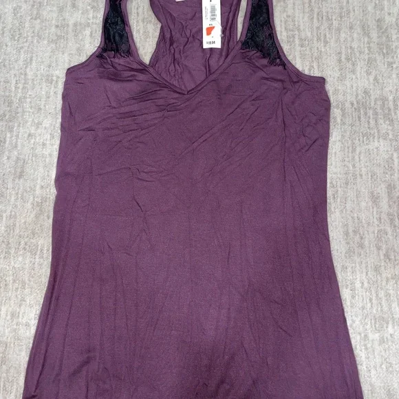 Old Navy | Dark purple tank top w/black lace - Picture 6 of 9